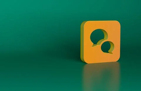 Orange Speech bubble chat icon isolated on green background. Message icon 스톡 일러스트