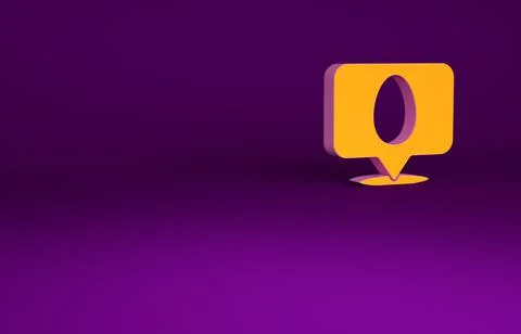 Orange Speech bubble with easter egg icon isolated on purple background. Happ Stock Illustration