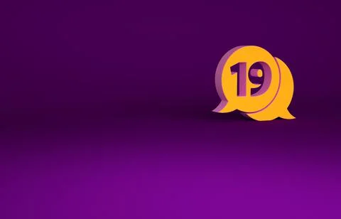 Orange Speech bubble with happy easter icon isolated on purple background. Mi イラスト素材