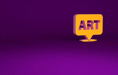 Orange Speech bubble with text art icon isolated on purple background. Messag Illustrazione stock