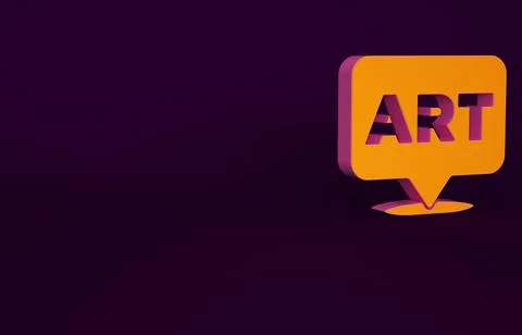 Orange Speech bubble with text art icon isolated on purple background. Message Illustrazione stock