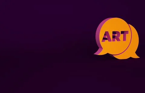 Orange Speech bubble with text art icon isolated on purple background. Message Stockillustratie