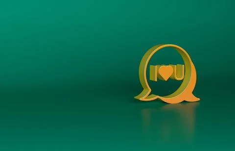 Orange Speech bubble with text I love you icon isolated on green background Ilustración de archivo