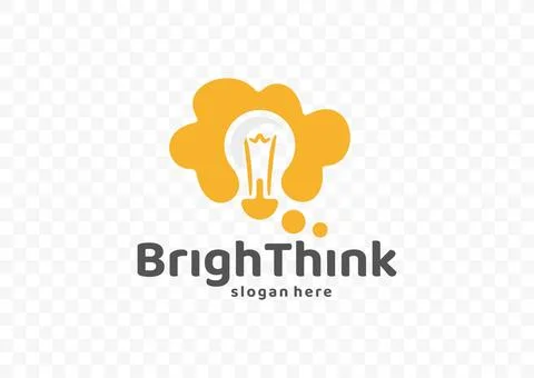 Orange speech bubbles with light bulb logo design Stock Illustration