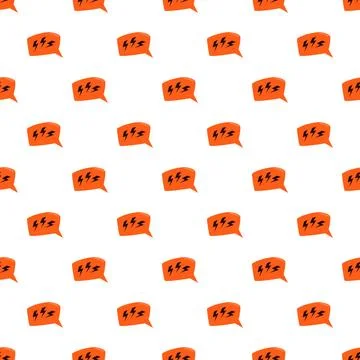 Orange speech bubbles with lightning bolts pattern Stock Illustration