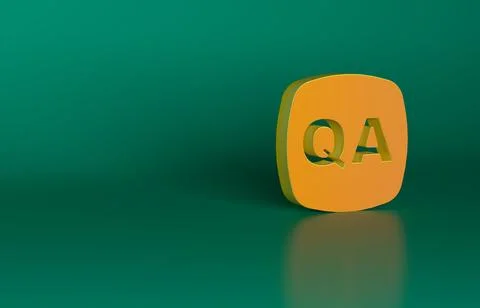 Orange Speech bubbles with Question and Answer icon isolated on green background Stock Illustration