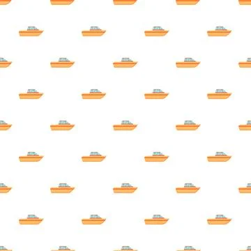 Orange speed boats seamless vector pattern Stock Illustration