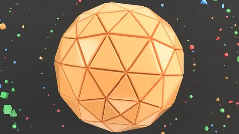 Orange sphere on the black surface Stock Footage 96230815
