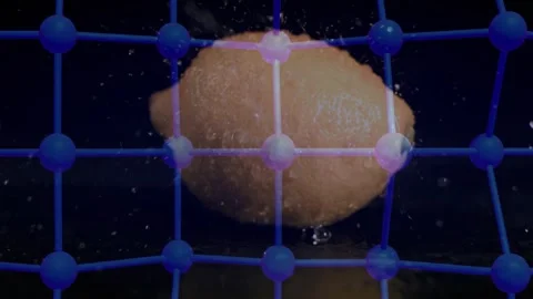 Orange sphere releasing bubbles when bubbling starts, bobbing and showing fizz Stock Footage 329471066