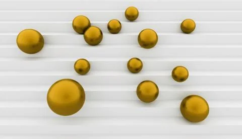 Orange spheres get down on stairs rendered Stock Illustration