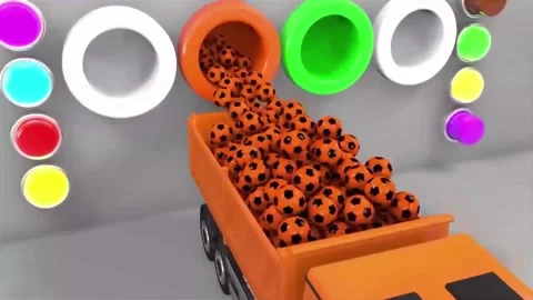 Orange Spheres Loading into Truck Motion Graphics 3D Stock Footage 332760446
