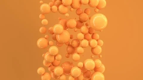 Orange spheres of random size on orange background Stock Illustration