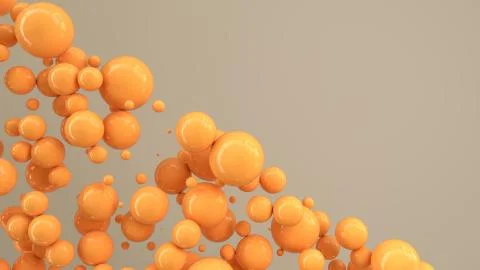 Orange spheres of random size on white background Stock Illustration