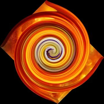 Orange spiral on black background Stock Illustration