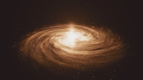 Orange Spiral Galaxy Rotating in deep spcae Stock Footage 171504298