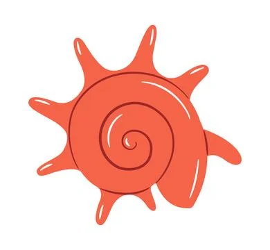 Orange spiral seashell. flat style isolated. Cute marine vector illustration 스톡 일러스트