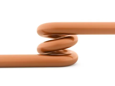 Orange spiral spring rendered on white background Stock Illustration