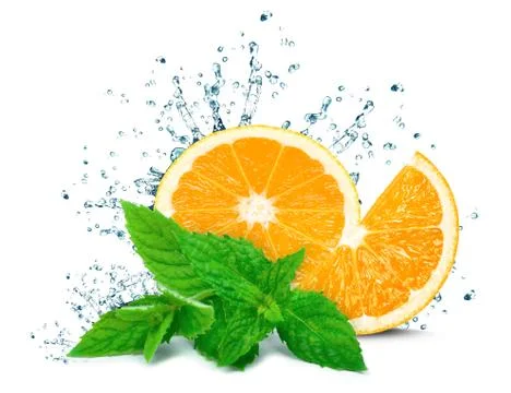 Orange splash and water Stock Photos