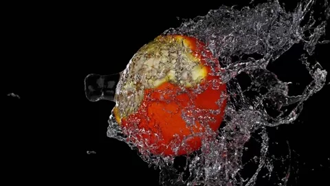 Orange Splash on Black Background (Super Slow Motion) Stock Footage 146617645