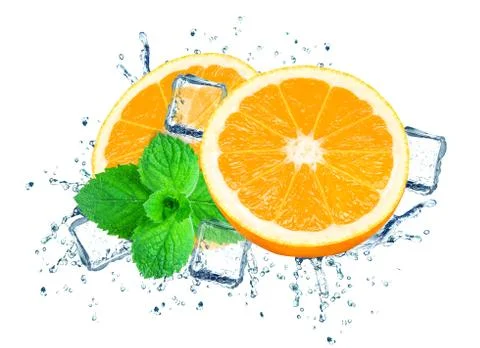 Orange splash water Foto stock