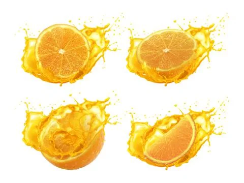 Orange with splashes isolated on white background Stock Photos