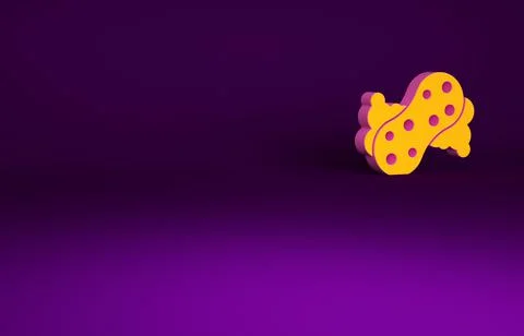 Orange Sponge with bubbles icon isolated on purple background. Wisp of bast f Stock Illustration