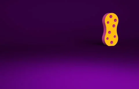 Orange Sponge with bubbles icon isolated on purple background. Wisp of bast f Stock Illustration