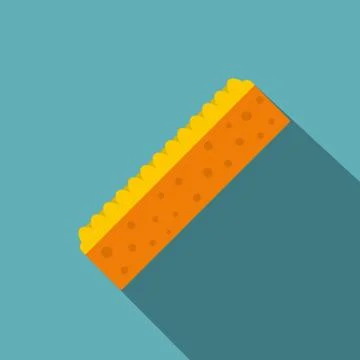 Orange sponge for cleaning icon, flat style Stock Illustration