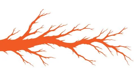 Orange spooky bare tree branch silhouette vector Stock Illustration