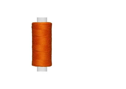 Orange spool of sewing thread isolated on white background Foto stock