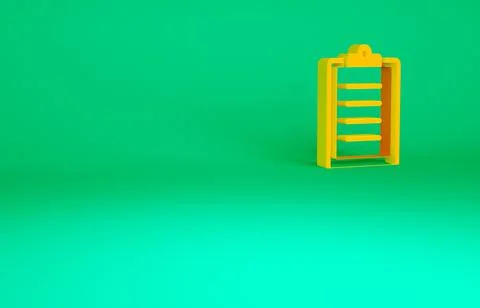 Orange Sport training program or fitness plan icon isolated on green backgrou Ilustración de archivo