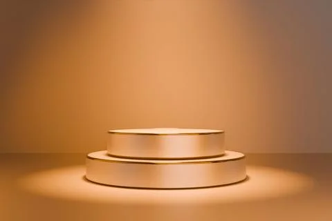 Orange spotlight stage with steps 3D render Ilustración de archivo