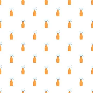 Orange spray bottles cleaning pattern on white background 스톡 일러스트