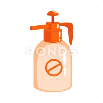 Orange sprayer bottle of insecticide. Colorful cartoon illustration Stock Illustration