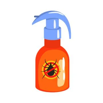 Orange sprayer bottle of mite or tick insecticide colorful cartoon illustration Stock Illustration
