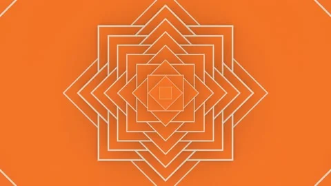 Orange square background, flower hypnotic mandala, 3d motion design, paper art Stock Footage 130671530