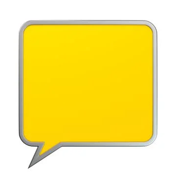 Orange, square, blank speech bubble. 3D Stock Illustration