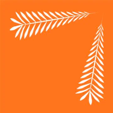 Orange square frame with a simple white pattern in the form of white leaves Illustrazione stock