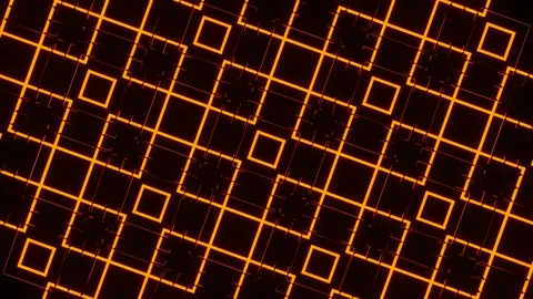 Orange Square Frames Neon Geometric LED Pattern Background VJ Loop in 4K Stock Footage 344099368