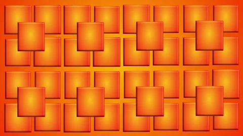 Orange square grid pattern background with glowing orange 3d cubes Video stock 330436928