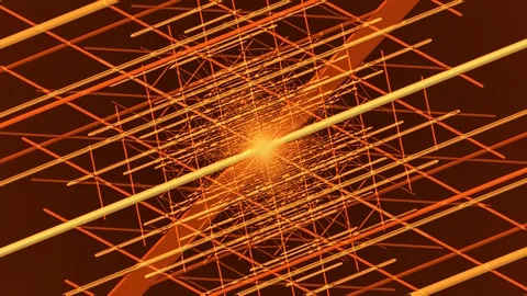 Orange Square of Lines Rotation Stock Footage 100690291