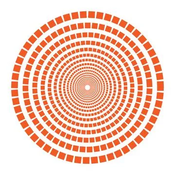 Orange square tile concentric circles pattern on a white background creating Stock Illustration