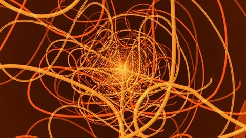 Orange Squiggle Line 01 Rotation Stock Footage 100701169