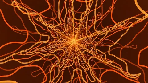 Orange Squiggle Star Rotation Stock Footage 100852896
