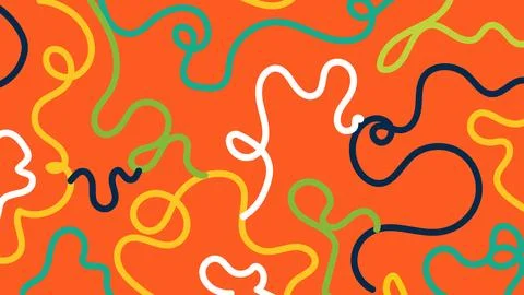 Orange squiggle tangle background Stock Illustration