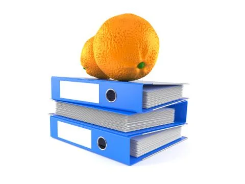 Orange with stack of ring binders Stock Illustration