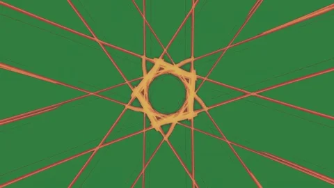 An orange star burst image of yellow hole in the middle red spider on lines Video stock 336849369