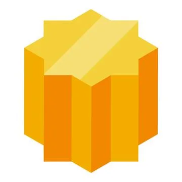 Orange star shaped polyhedron rotating on white background Stock Illustration