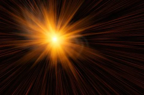 Orange star in space. White flash Stock Illustration