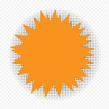 Orange starburst sticker with halftone effect. Isolated comic speech bubble Stock Illustration